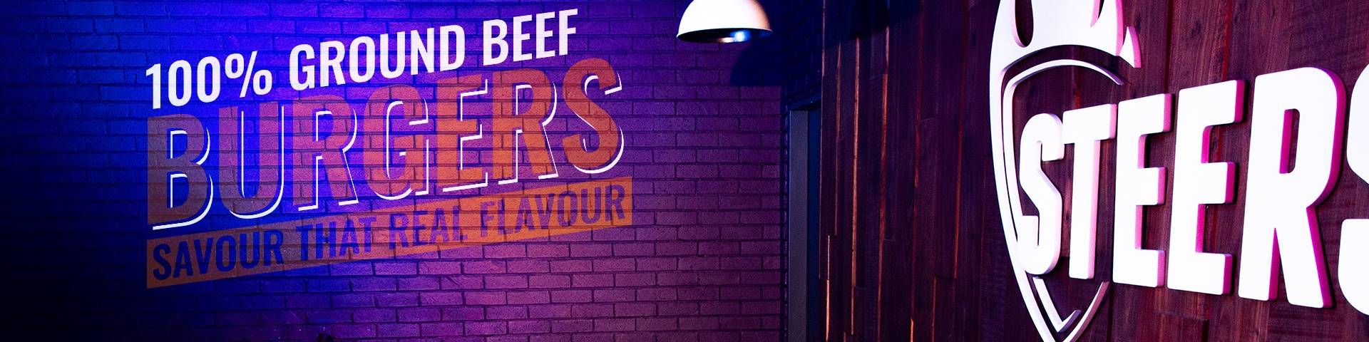 100% pure beef burgers text